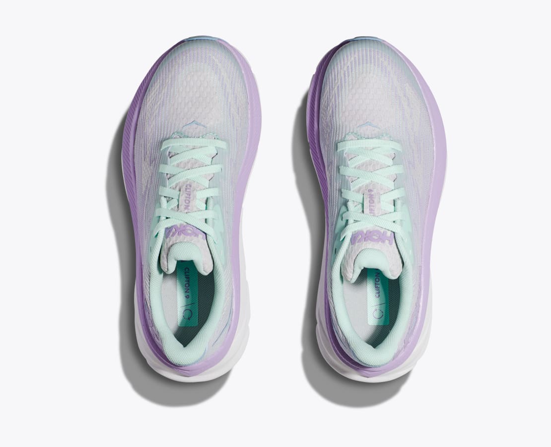 HOKA CLIFTON 9 - Zapatillas de running neutras - sunlit ocean / lilac  mist/menta 