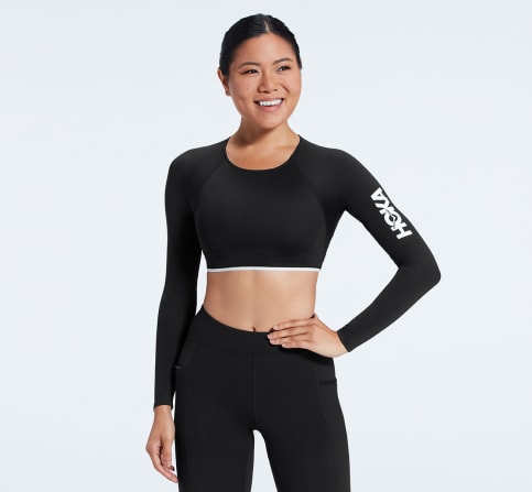 One long sleeve on sale crop top