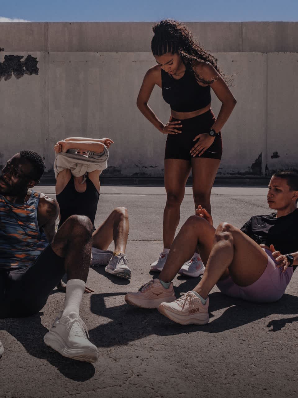 Group of people resting on the concrete