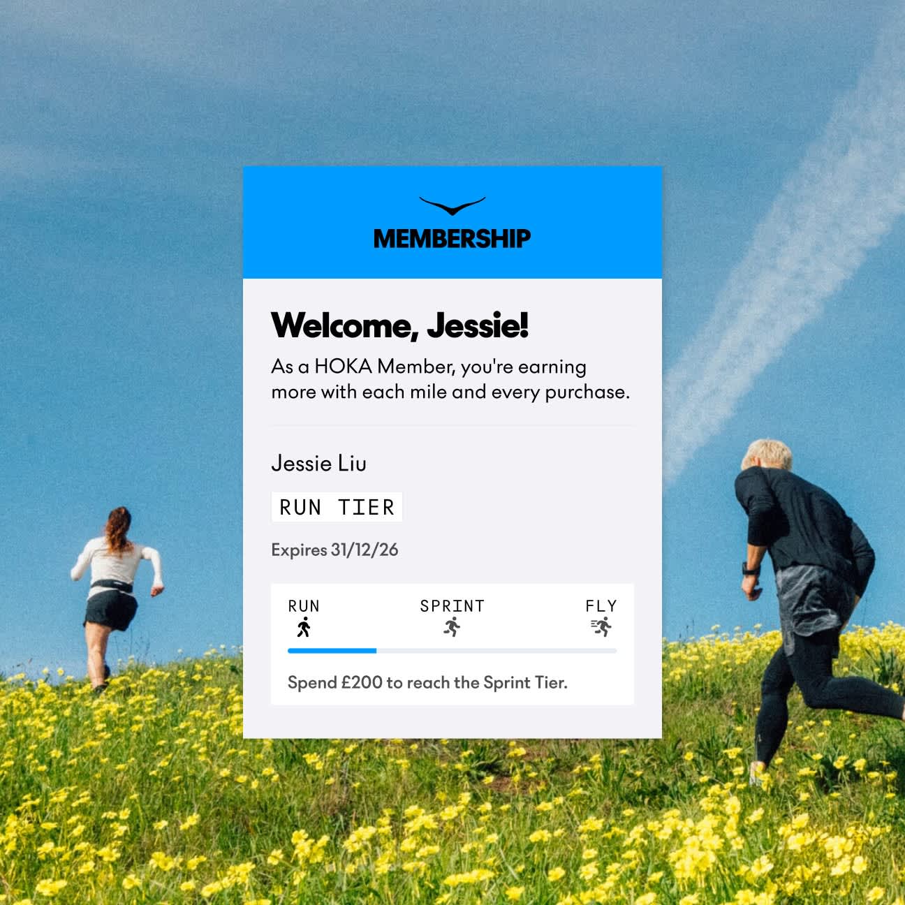 Image showing the welcome screen for HOKA Membership.