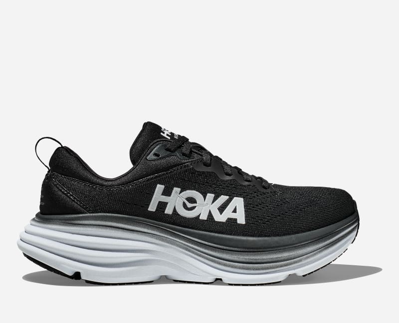 HOKA Bondi 8 Chaussures pour Homme en Black/White Taille 42 2/3 Large | Route