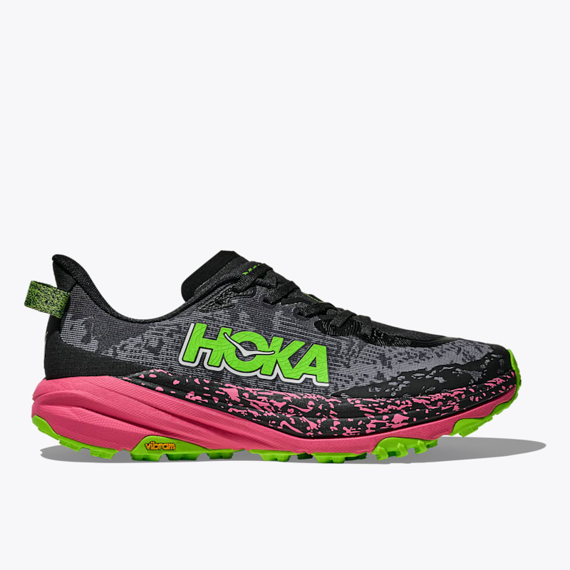 HOKA Men's Speedgoat 6 Shoes in Black/Neon Rose, Size 8