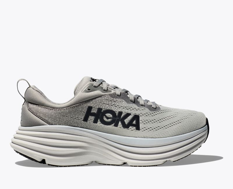 HOKA Men's Bondi 8 Shoes in Sharkskin/Harbor Mist, Size 8.5