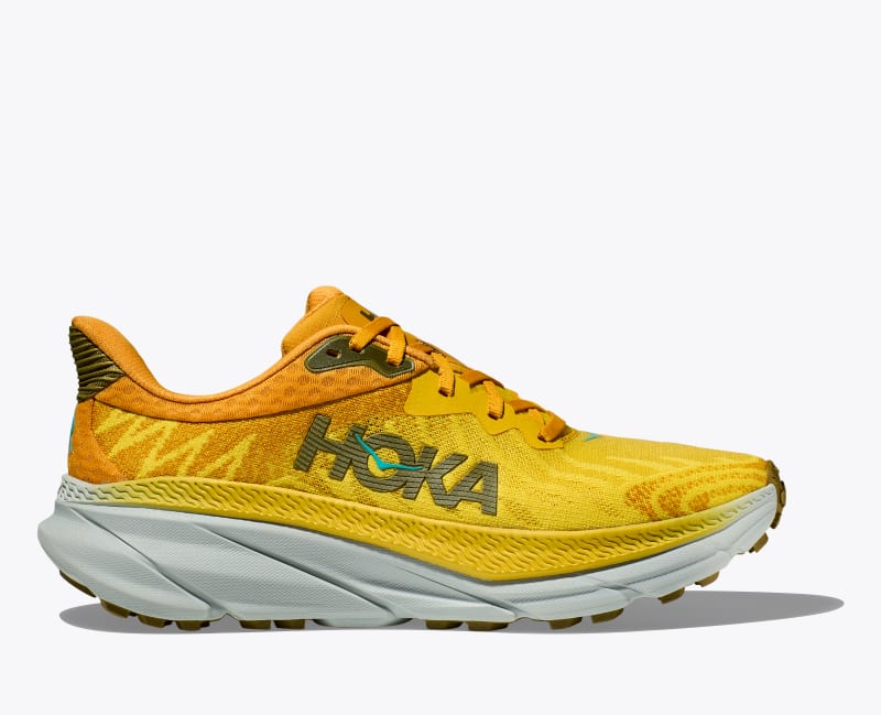 HOKA Men's Challenger 7 Shoes in Passion Fruit/Golden Yellow, Size 12