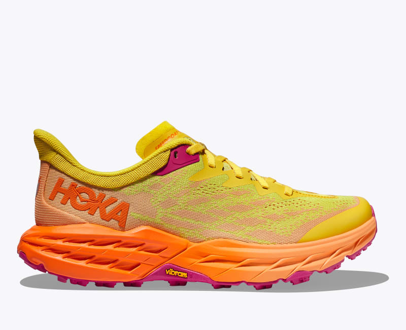 HOKA Women's Speedgoat 5 Shoes in Passion Fruit/Mock Orange, Size 12