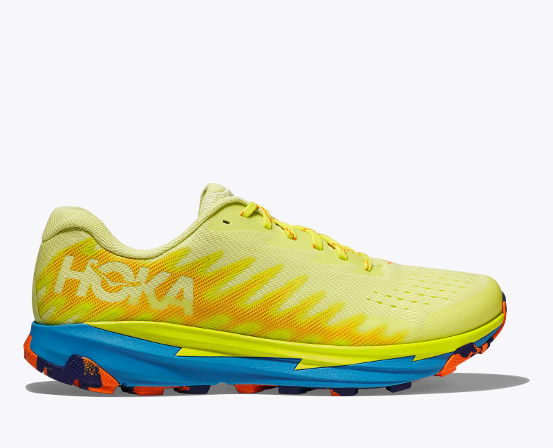HOKA Men's Torrent 3 Shoes in Citrus Glow/Diva Blue, Size 8.5