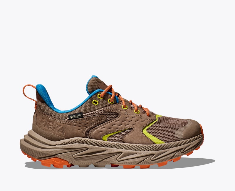 HOKA Anacapa 2 Low GTX Shoes in Dune/Vibrant Orange, Size 3.5Y