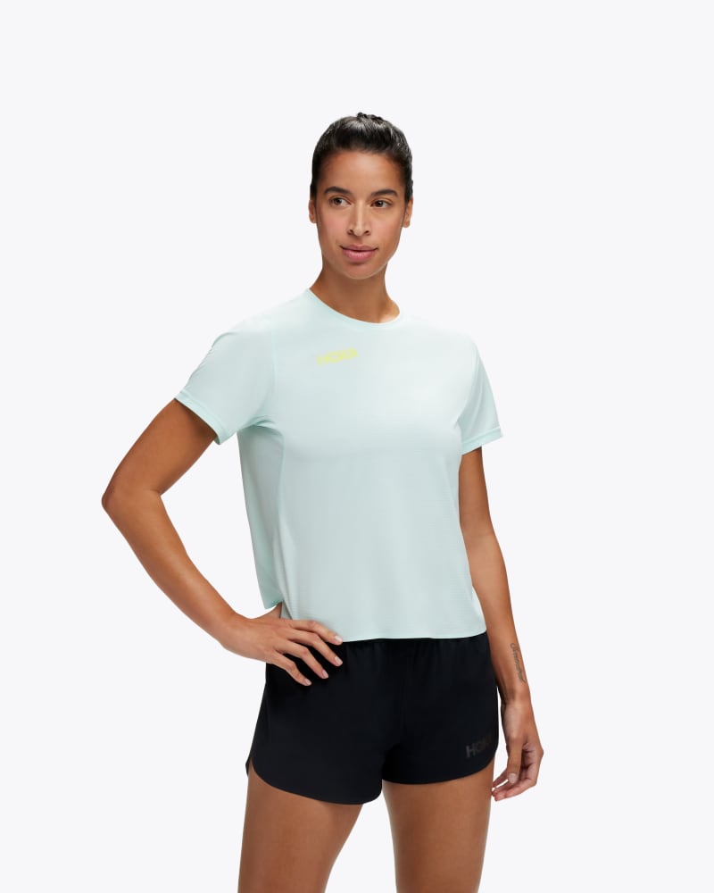 HOKA Women's Short Sleeve Shirt in Sunlit Ocean, Size Medium
