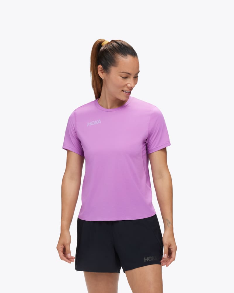 HOKA Women's Short Sleeve Shirt in Orchid Flower, Size Small