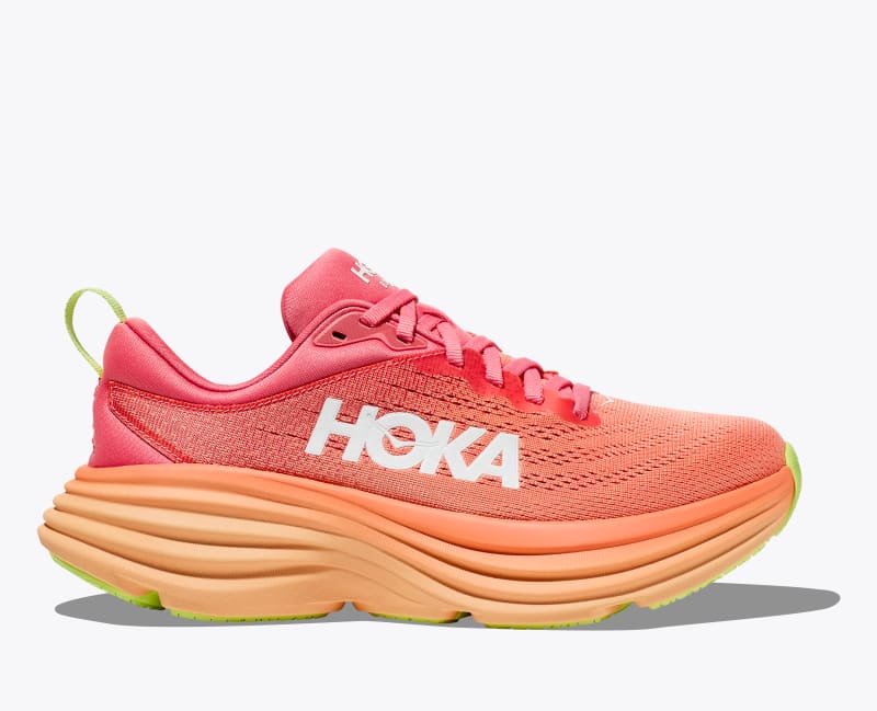 HOKA Women's Bondi 8 Shoes in Coral/Papaya, Size 10.5