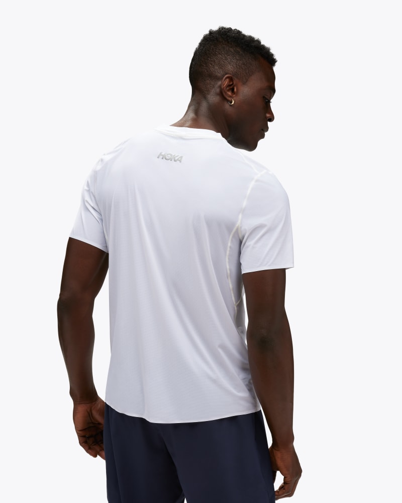 HOKA Men's Airolite Run Short Sleeve Shirt in White, Size XXL