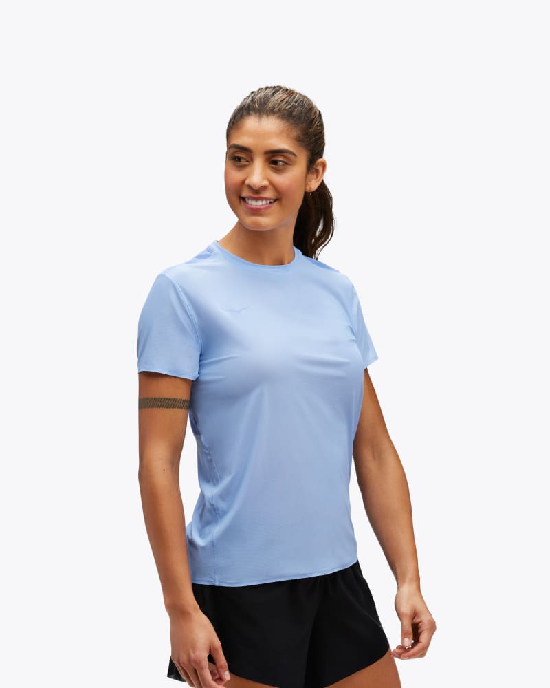 HOKA Women's Airolite Run Short Sleeve Shirt in Mirage, Size Large