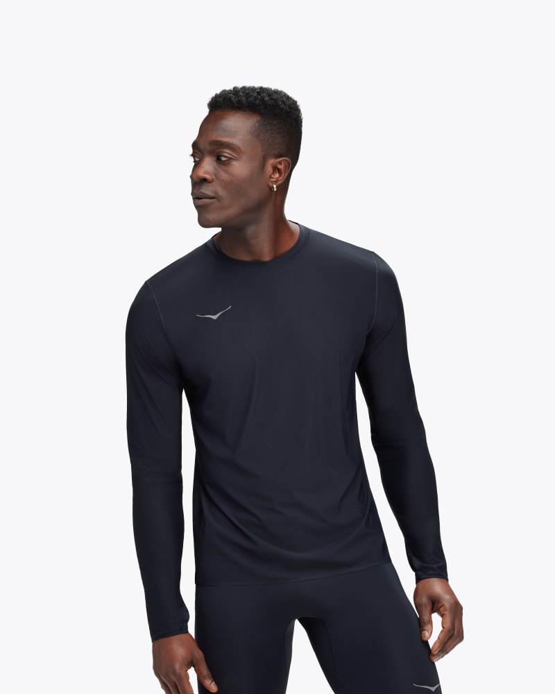 HOKA Men's Airolite Run Long Sleeve Shirt in Black, Size XS