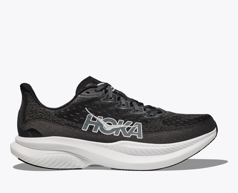 HOKA Men's Mach 6 Shoes in Black/White, Size 9