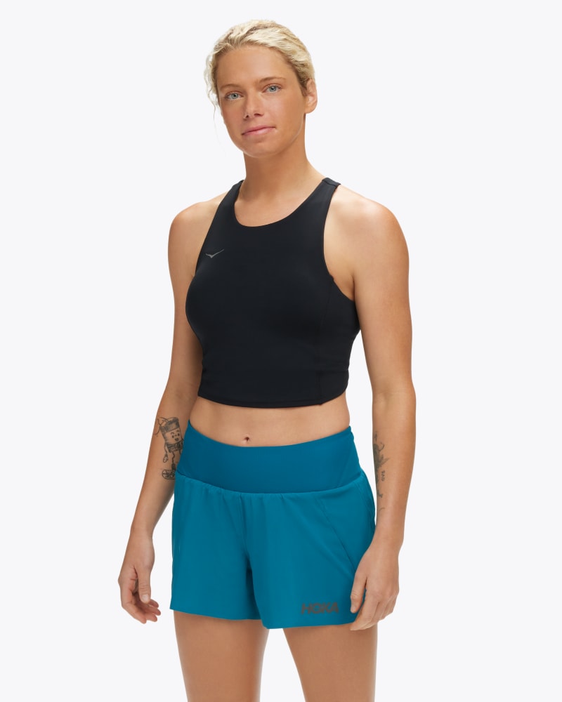 HOKA Women's Elaro Crop Bra in Black, Size Large