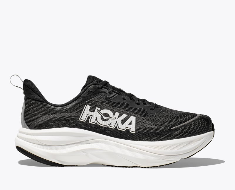HOKA Men's Skyflow Shoes in Black/White, Size 7.5