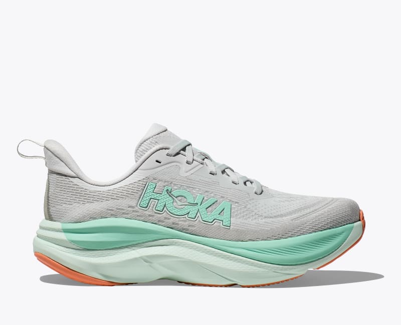 HOKA Women's Skyflow Shoes in Cosmic Grey/Seafoam, Size 5.5