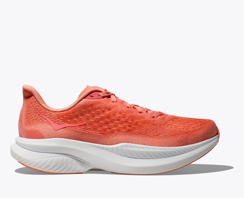 HOKA Women's Mach 6 Shoes in Guava/White, Size 5