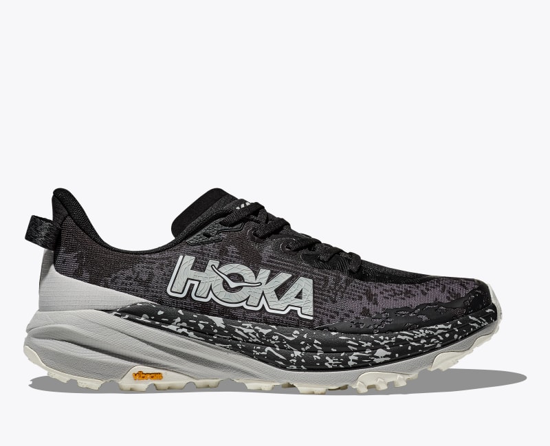 HOKA Men's Speedgoat 6 Shoes in Black/Stardust, Size 7.5