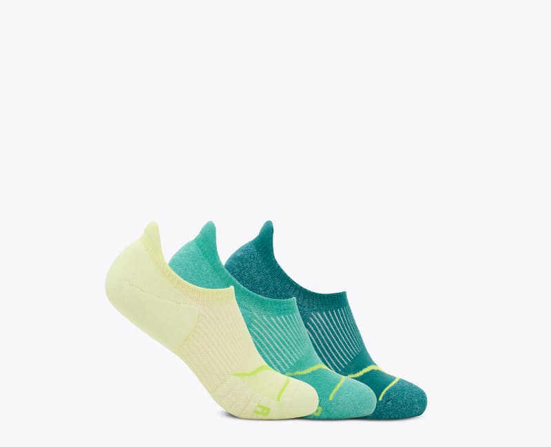 HOKA Invisible Sock 3 Pk in Celery Rt/Shoreline/Oceanic, Size XL