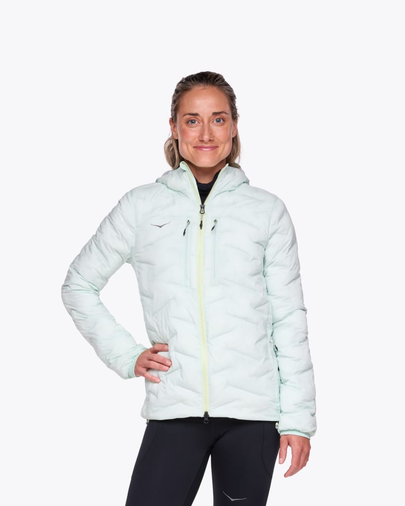 HOKA Women's Skyfill Outdoor Jacket in Aqua Breeze, Size Large