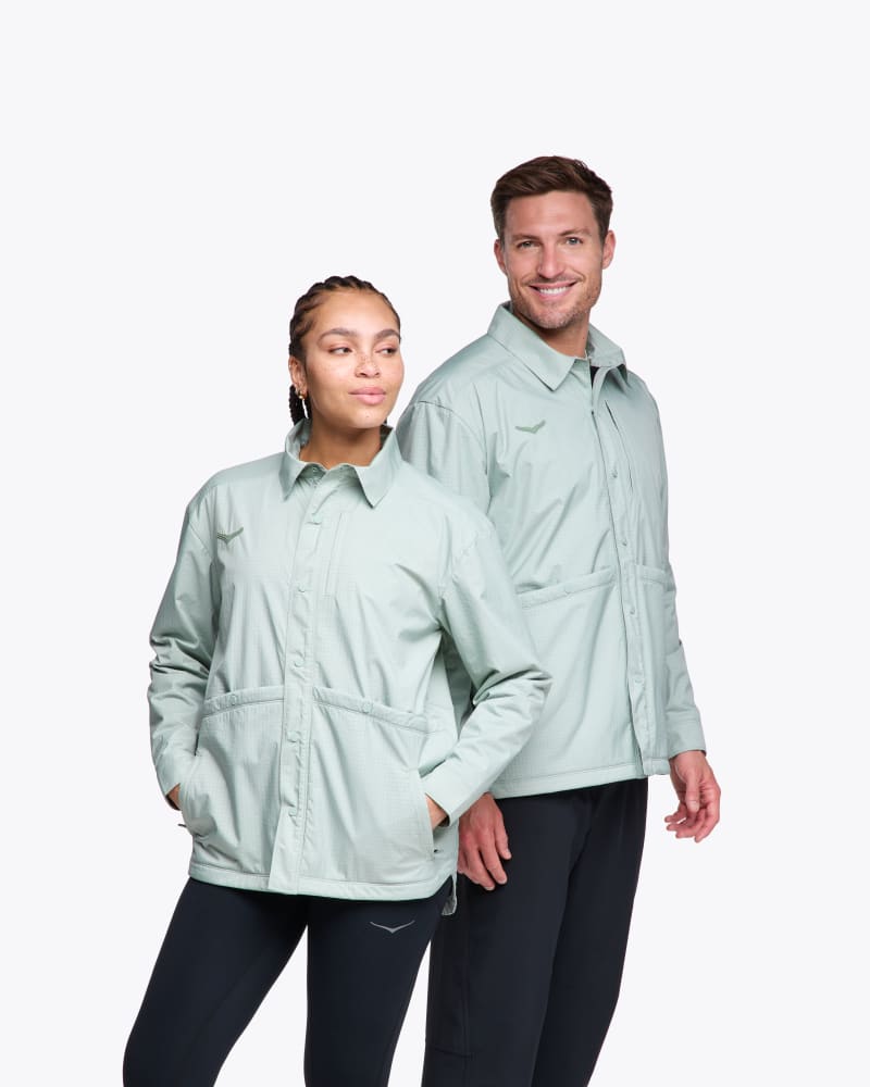 HOKA Outtrail Shirt Jacket in Aloe Vera, Size Large