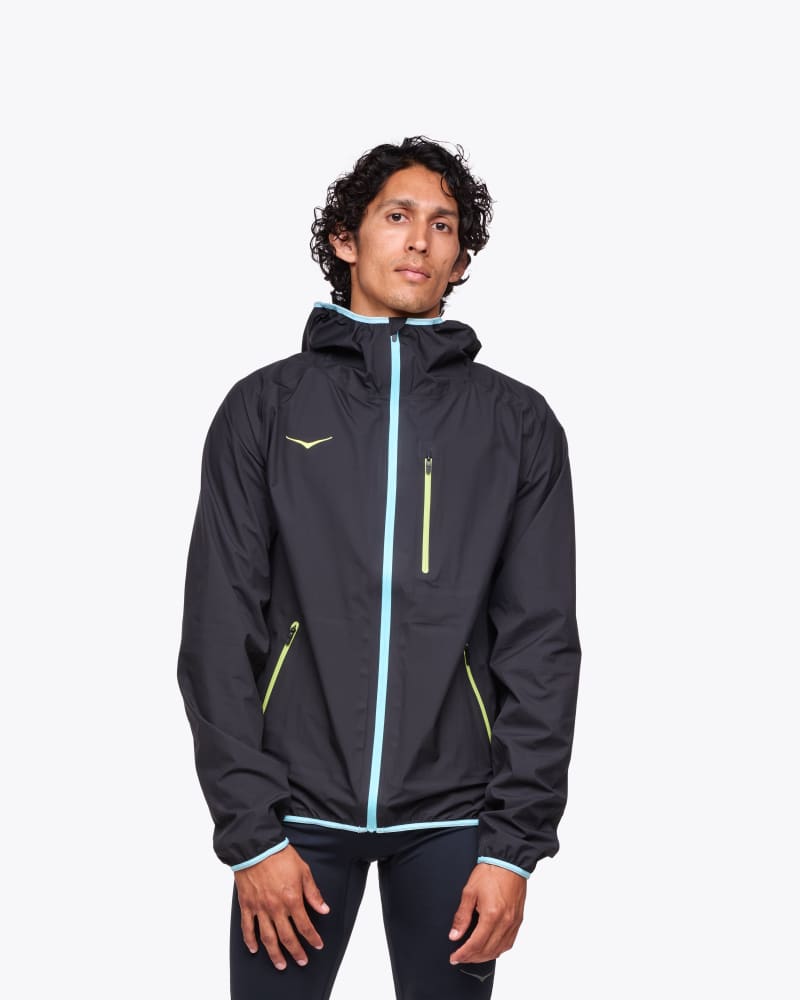 HOKA Men's Tecsky Waterproof Jacket in Black, Size Large
