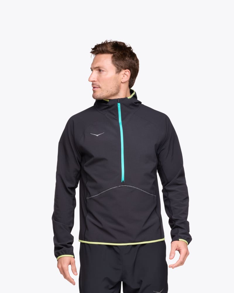 HOKA Men's SkyGlow Half-Zip in Black, Size XL