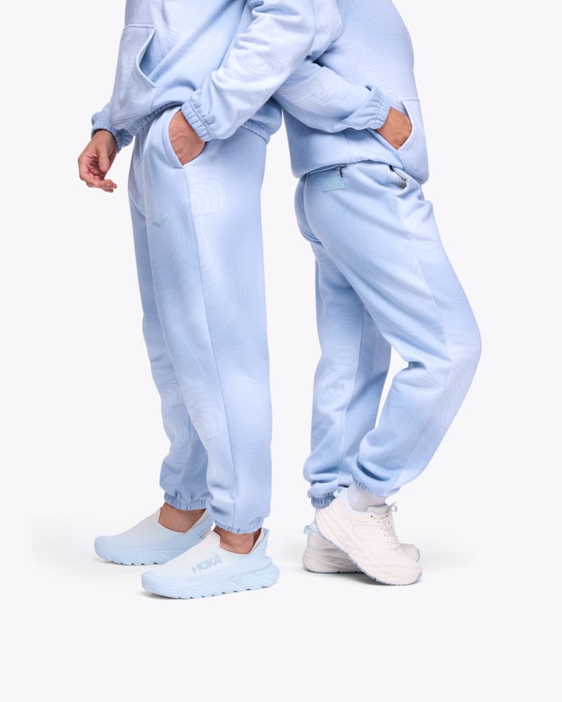 HOKA Essential Jogger Pants in Blue Cloud Topo, Size Large