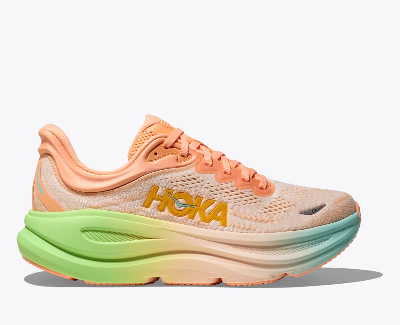 HOKA Men's Bondi 9 Shoes in Frost/Pale Tangerine, Size 14