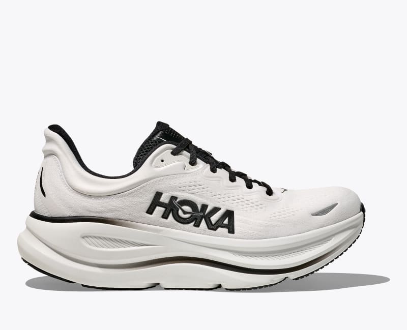 HOKA Men's Bondi 9 Shoes in White/Black, Size 7.5