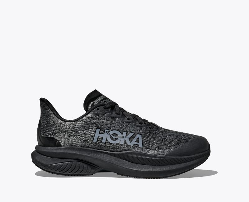 HOKA Mach 6 Shoes in Black/Black, Size 3.5Y