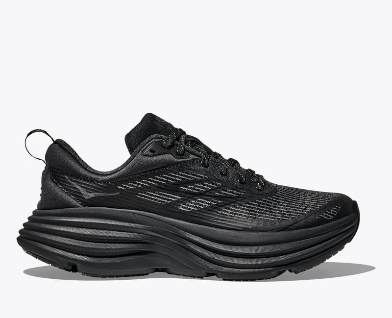 HOKA Stealth/Tech Bondi 8 Caged Shoes in Black/Black, Size M 4.5/W 5.5