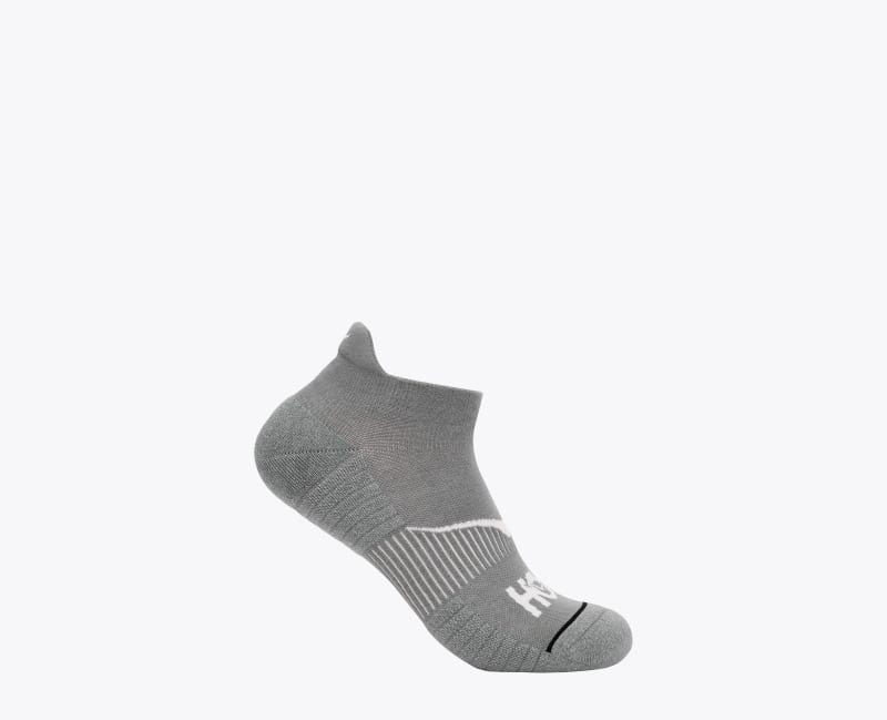 HOKA No-Show Run Sock in Grey, Size Large