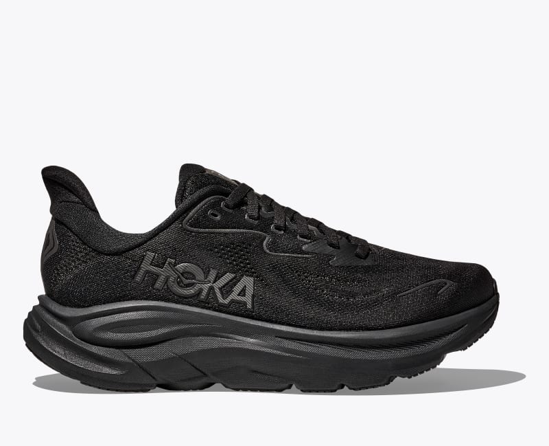 HOKA Women's Clifton 10 Shoes in Black/Black, Size 7.5 XW