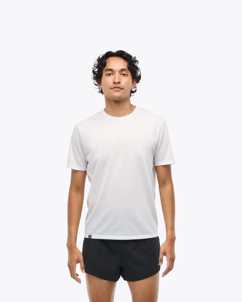 HOKA Men's GlideTech Short Sleeve Shirt in White, Size Large