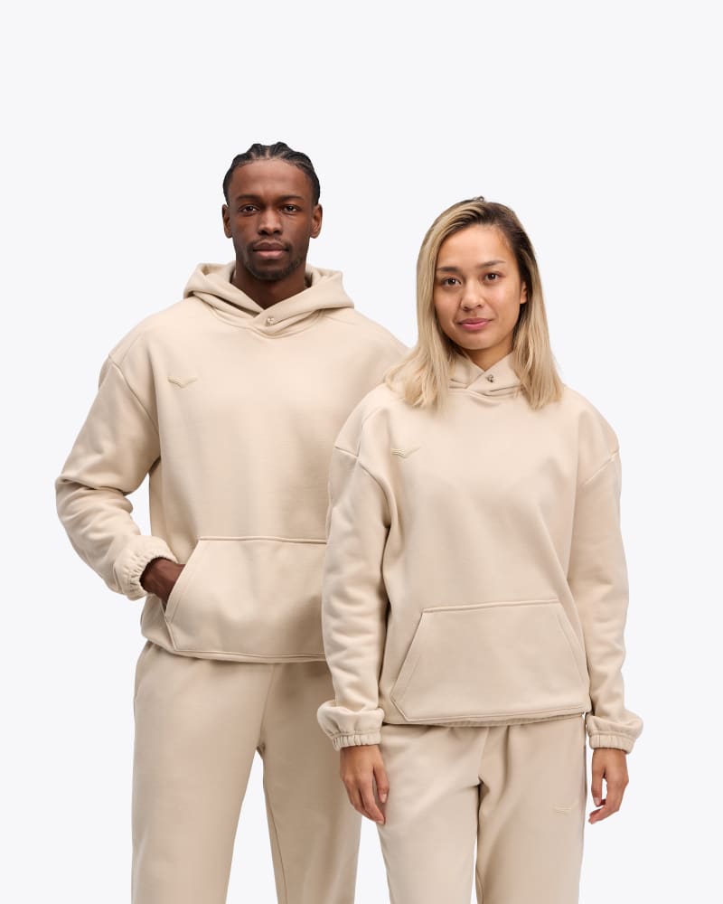 Hoka Essential Hoodie in Oatmeal, Size XXS