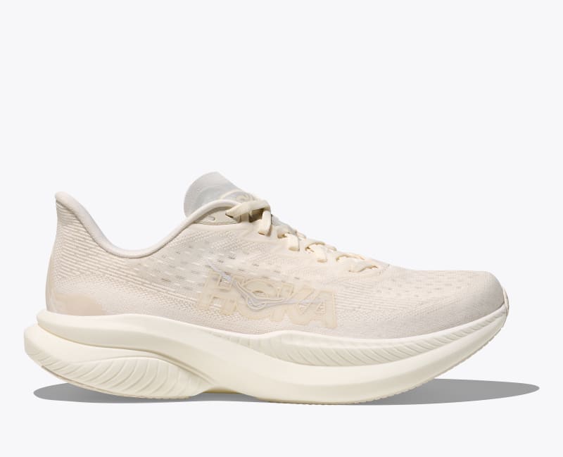 HOKA Women's Mach 6 Shoes in Alabaster/Cosmic Grey, Size 5.5