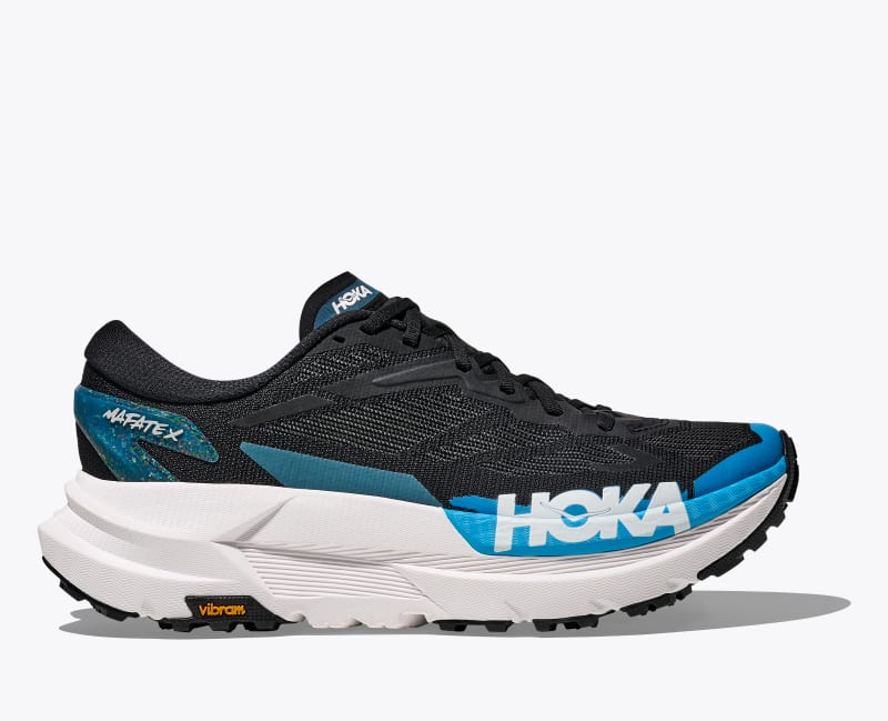 HOKA Men's Mafate X Shoes in Black/Skyward Blue, Size 7.5