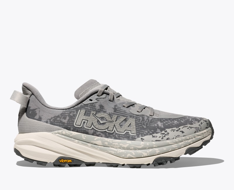 HOKA Men's Speedgoat 6 Shoes in Stellar Grey/Alabaster, Size 7
