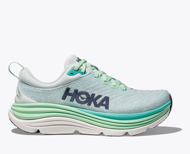 HOKA Women's Gaviota 5 Shoes in Snow Melt/Cielo Blue, Size 5.5