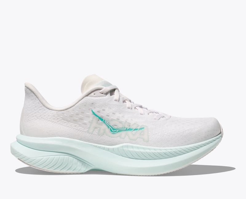 HOKA Women's Mach 6 Shoes in White/Droplet, Size 5.5