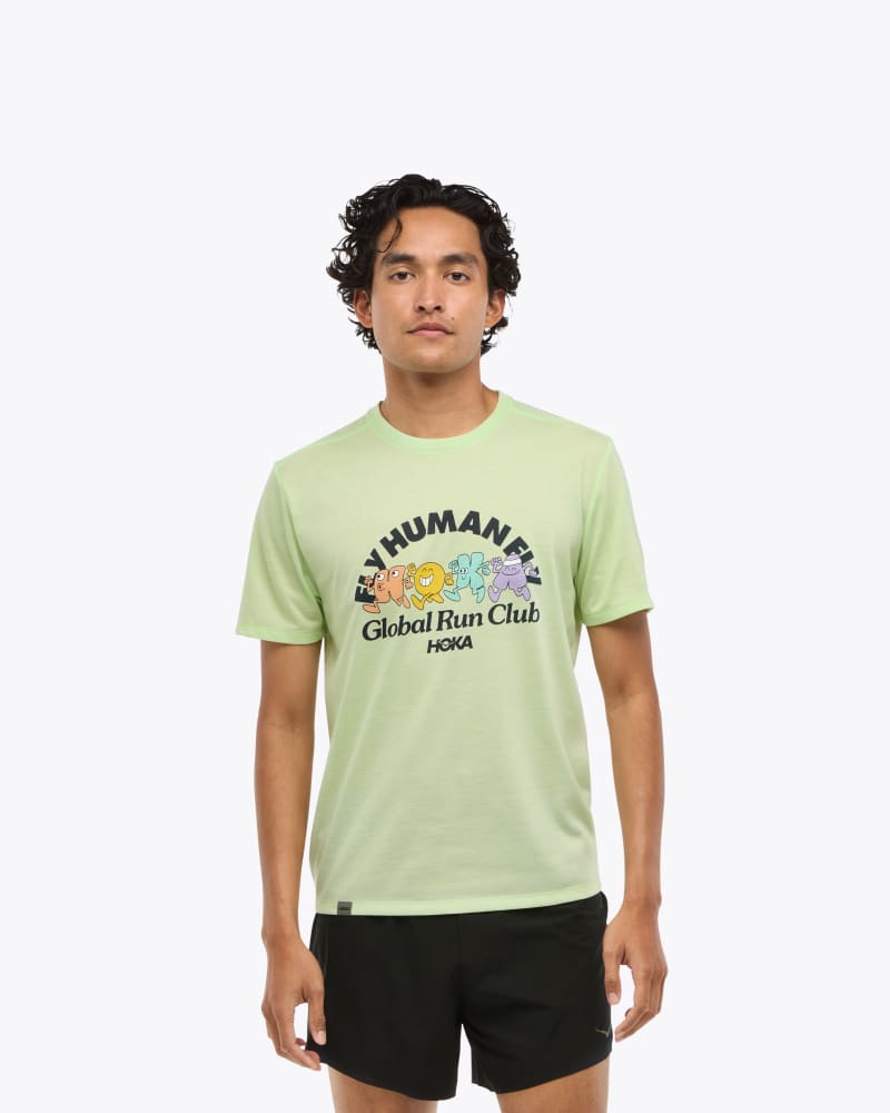 HOKA Men's GlideTech Short Sleeve Shirt in Global Run Day, Size Large