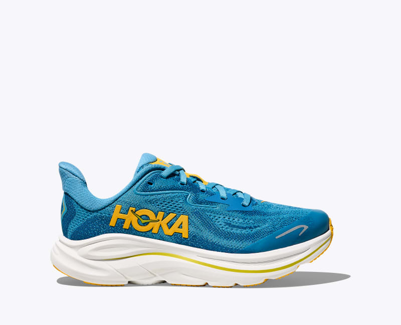 HOKA Clifton 10 Shoes in Alpine Blue/Foggy Night, Size 3.5Y