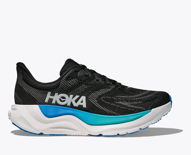 HOKA Men's Arahi 8 Shoes in Black/Skyward Blue, Size 7.5
