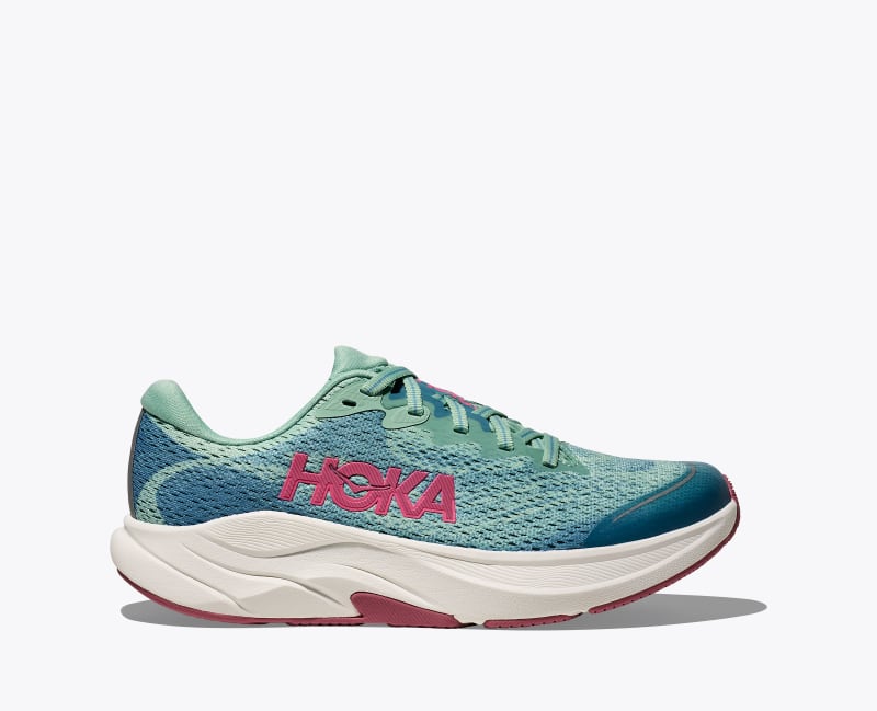 HOKA Rincon 4 Shoes in Jadeite/Alpine Blue, Size 3.5Y