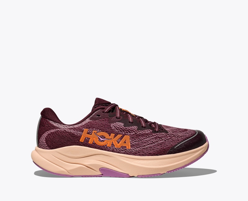 HOKA Rincon 4 Shoes in Black Cherry/Classic Mauve, Size 3.5Y