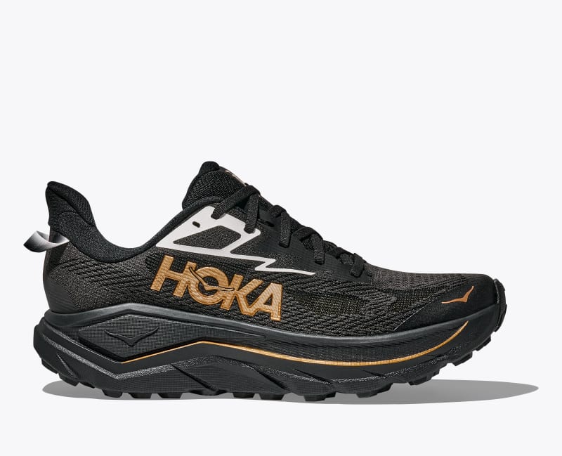HOKA Men's Challenger 8 Shoes in Black/Gold, Size 7.5