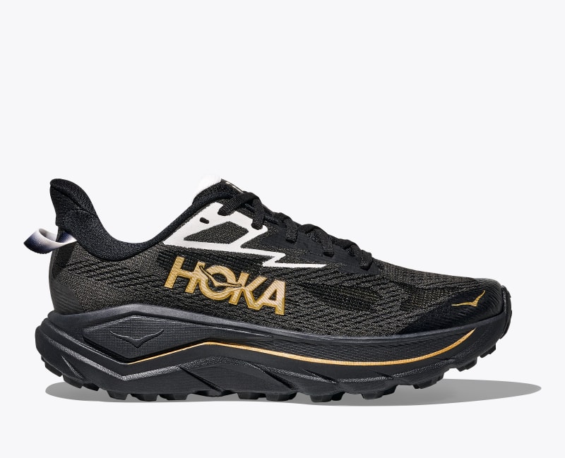 HOKA Women's Challenger 8 Shoes in Black/Gold, Size 5.5