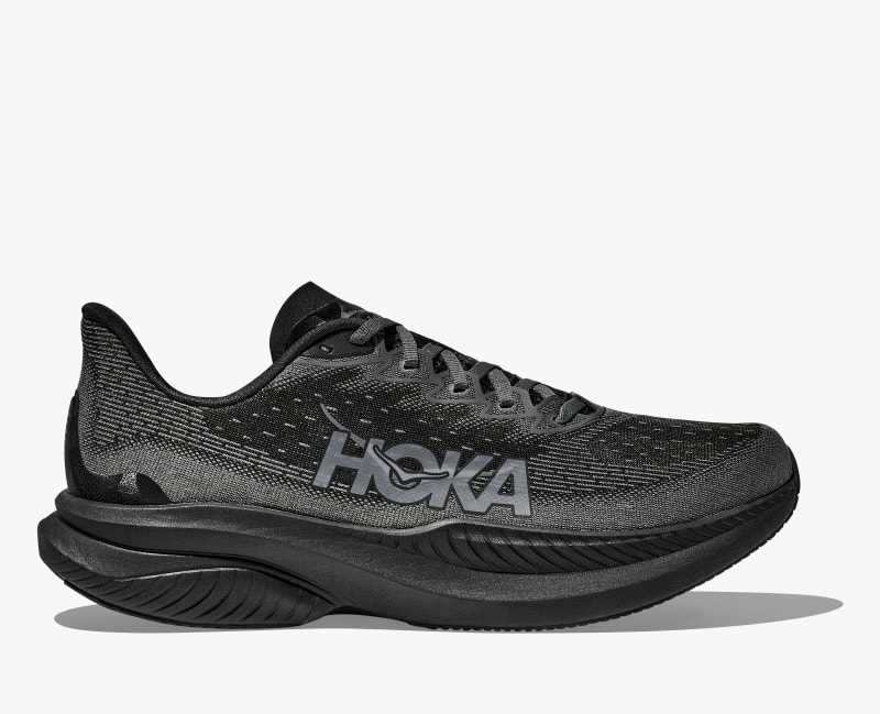 HOKA Men's Mach 6 Shoes in Black/Outer Orbit, Size 7.5